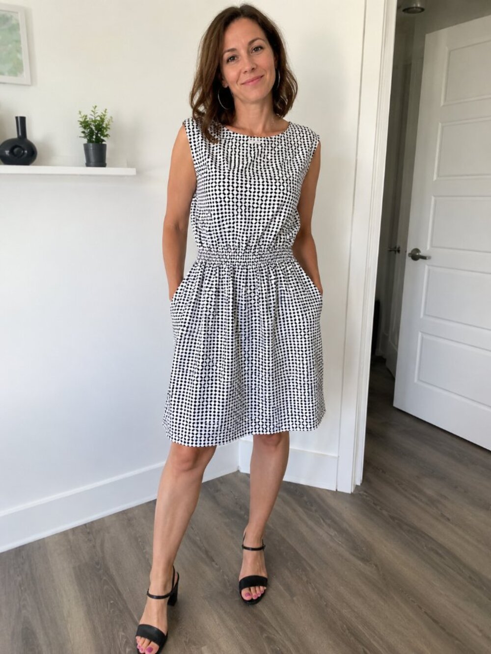 Catherine Malandrino Black & White Geometric Dress | Pockets | Size Small - Picture 1 of 2
